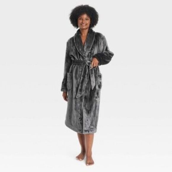 Women's Plush Robe Dark Gray Auden M/L - Picture 1 of 5